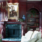Fireplace and library