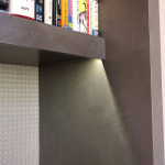 Detail of desk / wall unit with custom color