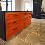 Orange high gloss cabinets